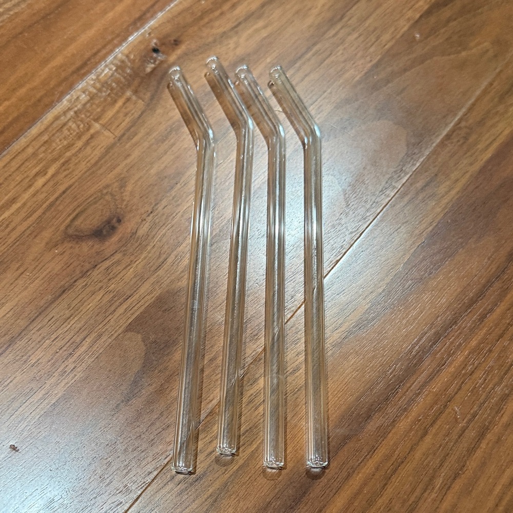 Clear Glass Drinking Straws Set